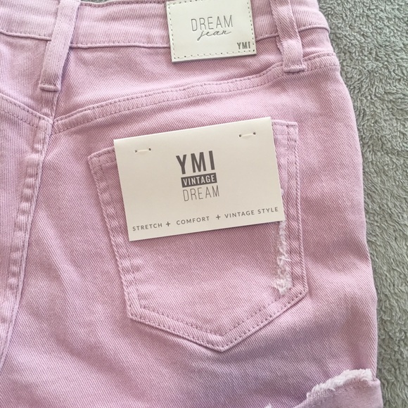 YMI Sz 3 NWT Stretch High Rise Denim Shorts. Lilac - Picture 8 of 9